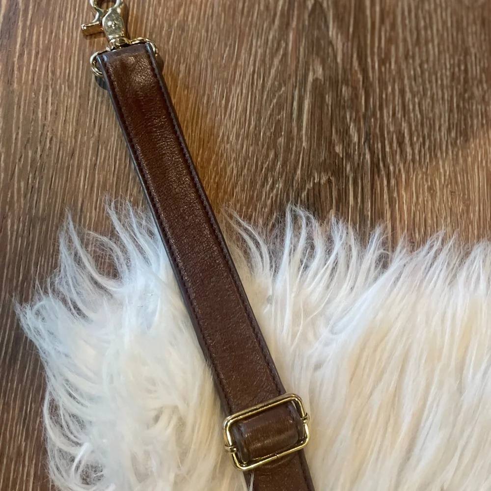 Tory Burch Brown Leather Crossbody Strap with Mirror Charm